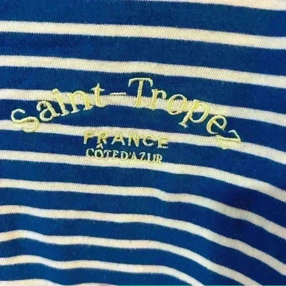 NWOT Stradivarius Blue White Striped Cropped T-Shirt Women’s Size Medium - Picture 3 of 5